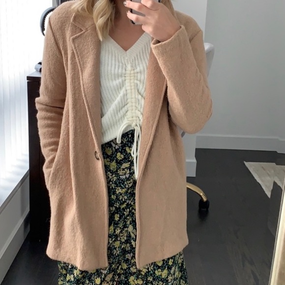 Rachel Zoe Camel Single Button Wool 